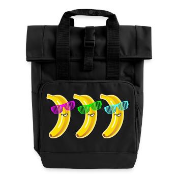 coole Bananen Sonnenbrille Sommer Party Liebe Love - Rolltop Rucksack mit zwei Griffen - Schwarz - Vorne