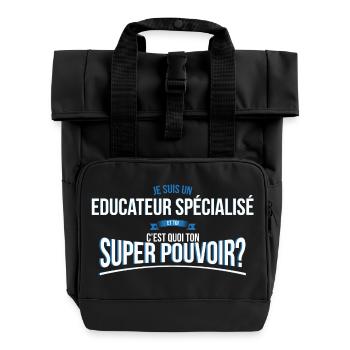 Educateur spécialisé super pouvoir cadeau - Sac à dos Roll Top à deux anses - noir - Devant