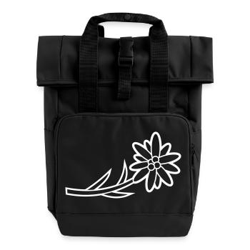 Blumen: Edelweiss - Rolltop Rucksack mit zwei Griffen - Schwarz - Vorne