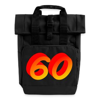 verschenken, 60 orange verlauf - Rolltop Rucksack mit zwei Griffen - Schwarz - Vorne