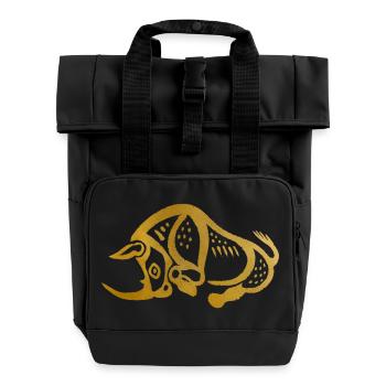 Glyphe "Nashorn" - Rolltop Rucksack mit zwei Griffen - Schwarz - Vorne