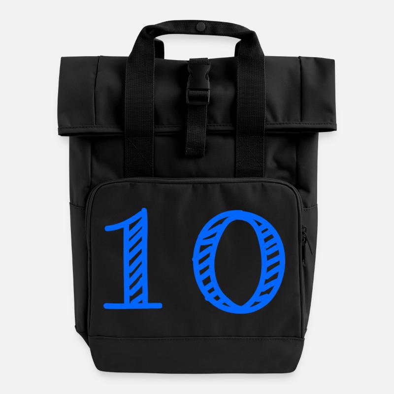 10. 10 ANS. 10e ANNIVERSAIRE. ANNIVERSAIRE 10 ANS. - Sac à dos Roll Top à deux anses - noir