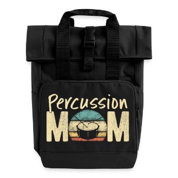 Perkussion Mama Retro Vintage Marching Band Design - Rolltop Rucksack mit zwei Griffen - Schwarz - Vorne