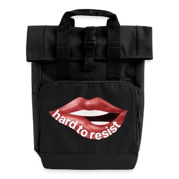 Difficile à résister – Illustration des lèvres rouges - Sac à dos Roll Top à deux anses - noir - Devant