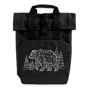 Weißbär-Silhouette-Kiefernwald-Grizzly - Rolltop Rucksack mit zwei Griffen - Schwarz - Vorne