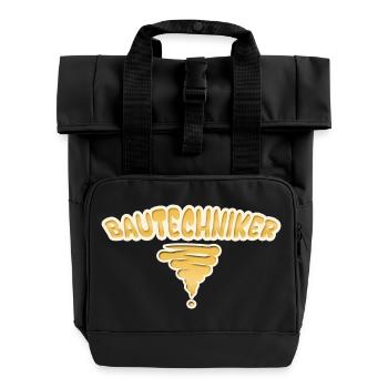 Geschenk für Bautechniker - Rolltop Rucksack mit zwei Griffen - Schwarz - Vorne