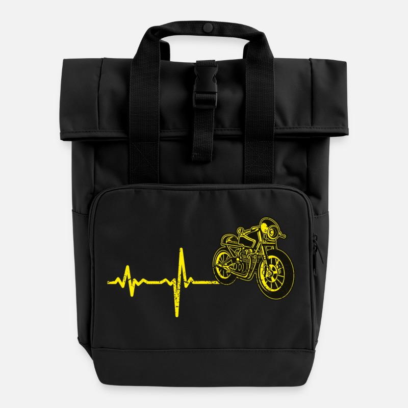 Shirt cadeau moto Heartbeat - Sac à dos Roll Top à deux anses - noir