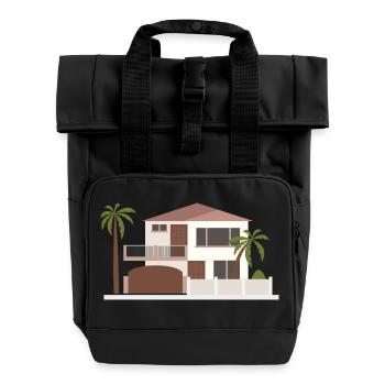 building house homes architektur haus gebaeude214 - Rolltop Rucksack mit zwei Griffen - Schwarz - Vorne