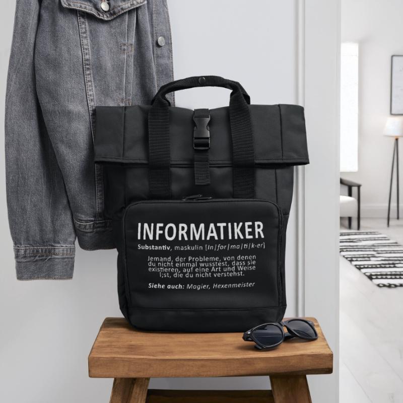 Computer Scientist PC Computer Internet Nerd Windows Lin Roll Top Backpack with Two Handles