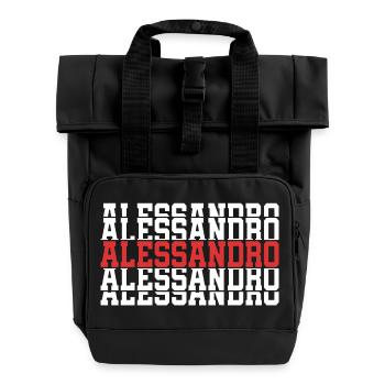 Alessandro T-Shirt gestapelter Text Geschenk T-Shirt - Rolltop Rucksack mit zwei Griffen - Schwarz - Vorne