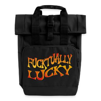 Bold Text Art with Angular Font Style - Roll Top Backpack with Two Handles - black - Front