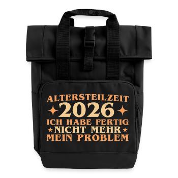 Partial retirement 2026 work colleague early retirement - Roll Top Backpack with Two Handles - black - Front