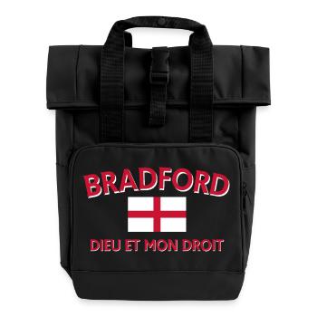Bradford England Flag DDM Design - Roll Top Backpack with Two Handles - black - Front
