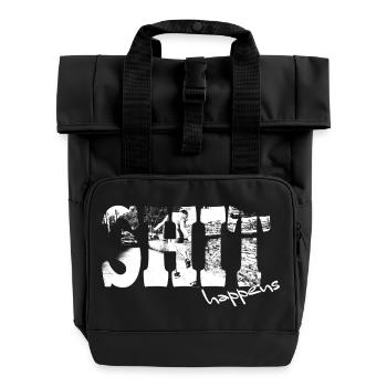 Shit happens - Rolltop Rucksack mit zwei Griffen - Schwarz - Vorne