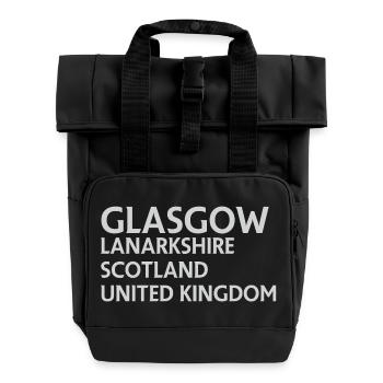 Glasgow – Scotland Textdesign - Roll Top Backpack with Two Handles - black - Front