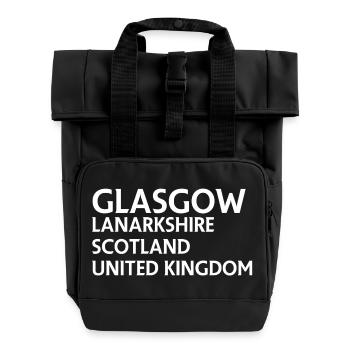 Glasgow – Scotland Textdesign - Roll Top Backpack with Two Handles - black - Front