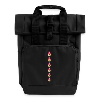 Matroschka - Babuschka - Puppe - Arm-Reihe 2C - Rolltop Rucksack mit zwei Griffen - Schwarz - Vorne