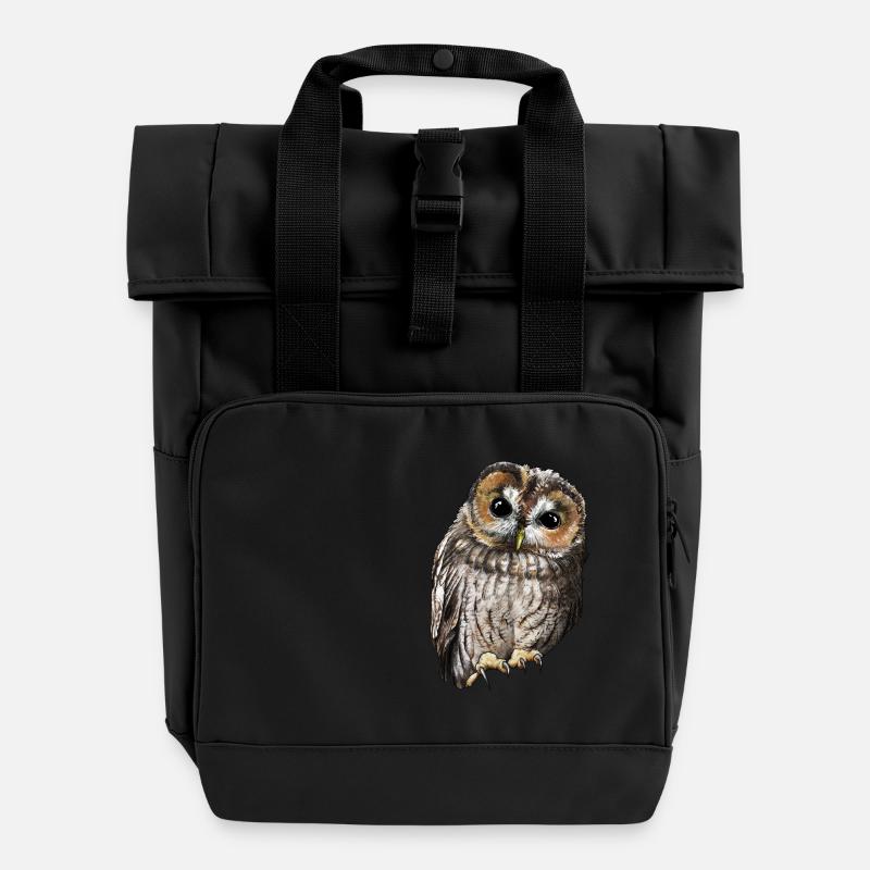 Hibou hulotte simple - Sac à dos Roll Top à deux anses - noir