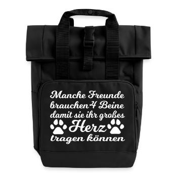 4 Beine 1 Herz - Rolltop Rucksack mit zwei Griffen - Schwarz - Vorne