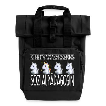 SOZIALPÄDAGOGIN - Toll - Rolltop Rucksack mit zwei Griffen - Schwarz - Vorne