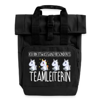 TEAMLEITERIN - Toll - Rolltop Rucksack mit zwei Griffen - Schwarz - Vorne