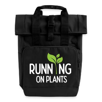 Running On Plants - Roll Top Backpack with Two Handles - black - Front