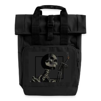 Skelett raucht Zigaretten - Rolltop Rucksack mit zwei Griffen - Schwarz - Vorne