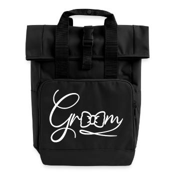 Bräutigam Cool Matching Paar Hochzeitsfeier Hochzeit - Rolltop Rucksack mit zwei Griffen - Schwarz - Vorne