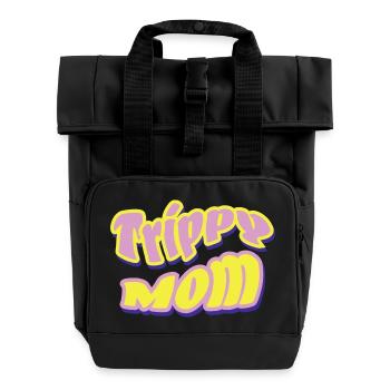 Trippy Mom Psychedelic Rock - Roll Top Backpack with Two Handles - black - Front