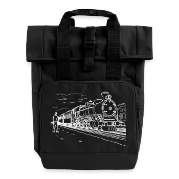 Dessin d’amoureux du train - Sac à dos Roll Top à deux anses - noir - Devant