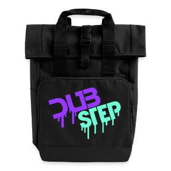 Drop Dub Step Techno Music Party Club Text Logo - Roll Top Backpack with Two Handles - black - Front