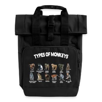 Types Of Monkeys Monkeys Breeds list - Roll Top Backpack with Two Handles - black - Front