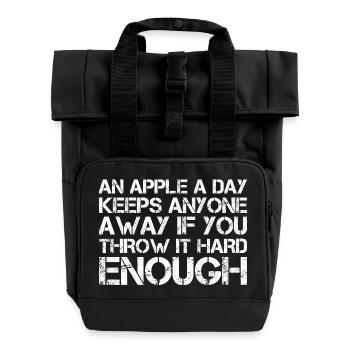 an apple a day keeps anyone away if you throw It - Rolltop Rucksack mit zwei Griffen - Schwarz - Vorne
