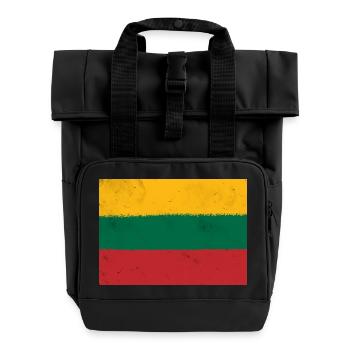 Flag of Lithuania - Roll Top Backpack with Two Handles - black - Front