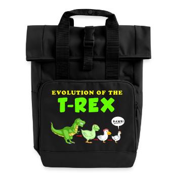Dinosaurier - Rolltop Rucksack mit zwei Griffen - Schwarz - Vorne