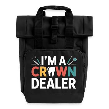 Dental Technician Instrument Art  - Roll Top Backpack with Two Handles - black - Front