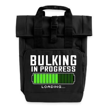 Bulking in Progress Fitness GYM Bodybuilding - Rolltop Rucksack mit zwei Griffen - Schwarz - Vorne