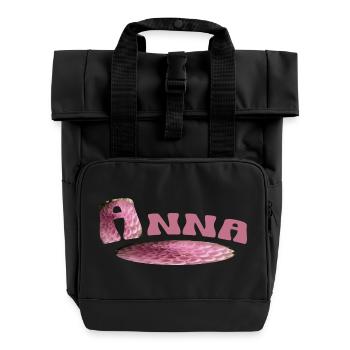 Anna First Name - Roll Top Backpack with Two Handles - black - Front