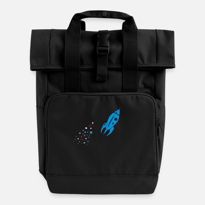 Une fusée décolle - Sac à dos Roll Top à deux anses - noir