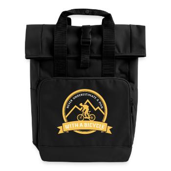 UNTERSCHÄTZE NIEMALS EINEN MANN MIT FAHRRAD! - Rolltop Rucksack mit zwei Griffen - Schwarz - Vorne