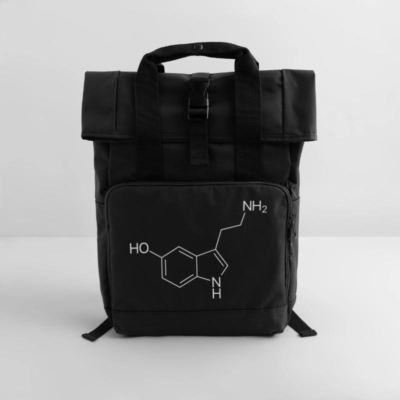 Serotonin structural formula - white Roll Top Backpack with Two Handles
