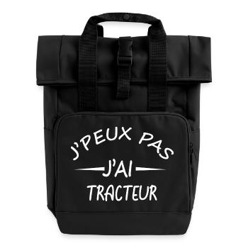 J'peux pas j'ai tracteur - Je peux pas j'ai tracte - Sac à dos Roll Top à deux anses - noir - Devant