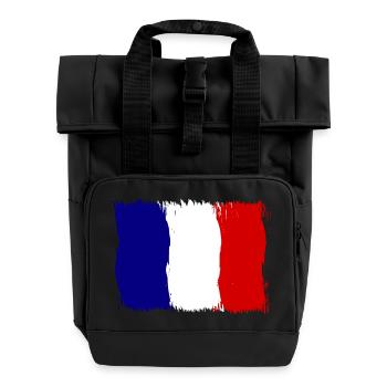 France, French - Roll Top Backpack with Two Handles - black - Front