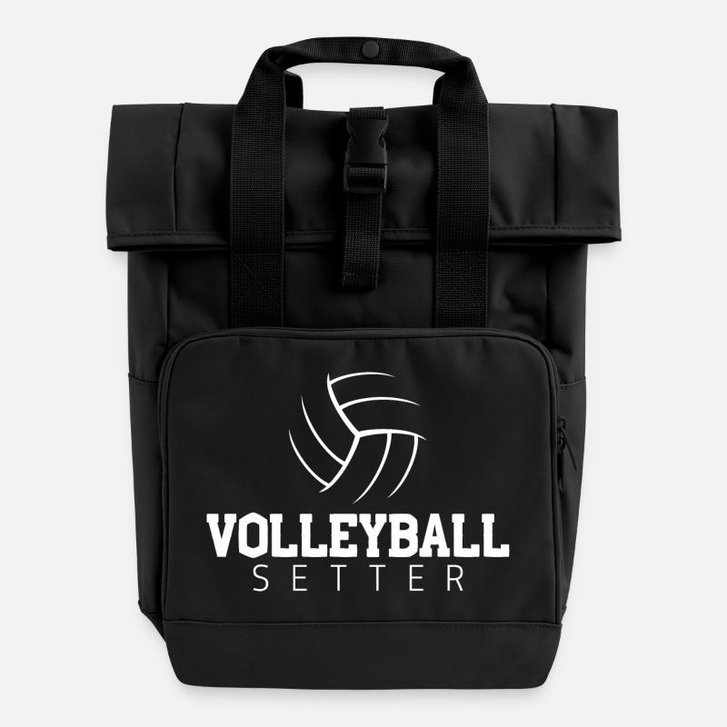 Volleyball Setter Minimalist - Roll Top Backpack with Two Handles - black