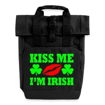 Kiss me im irish - Roll Top Backpack with Two Handles - black - Front