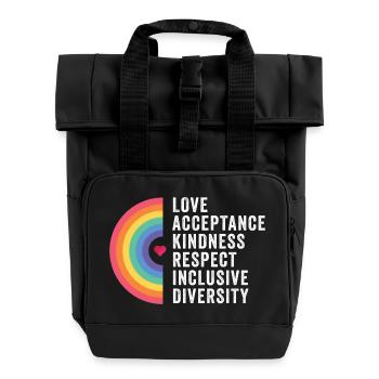 Mois de la fierté LGBT - Amour. Acceptation. Bonté. - Sac à dos Roll Top à deux anses - noir - Devant