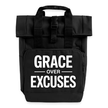 Christian Grace Over Excuses Faith Motivation - Roll Top Backpack with Two Handles - black - Front