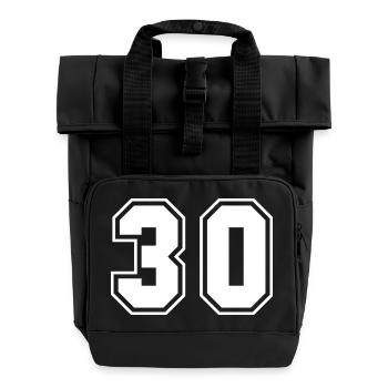 30, Birthday, Age, Player Number, Lucky Number, - Roll Top Backpack with Two Handles - black - Front