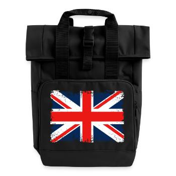 Distressed Union Jack Flag - Roll Top Backpack with Two Handles - black - Front