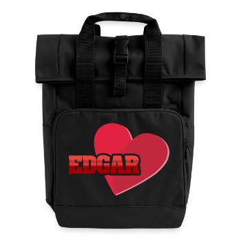 Heart EDGAR Lettering - Roll Top Backpack with Two Handles - black - Front